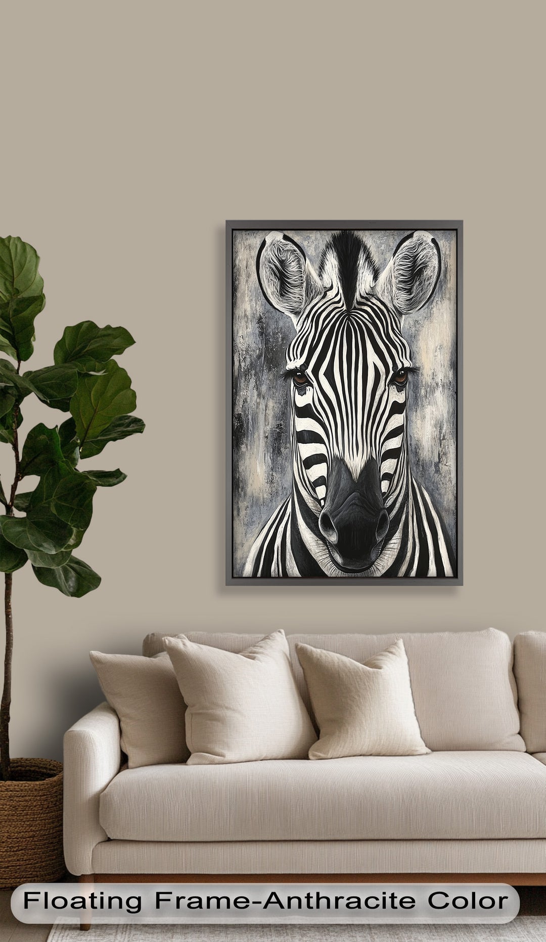 Zebra Portrait – Bold Black and White Animal Oil Painting