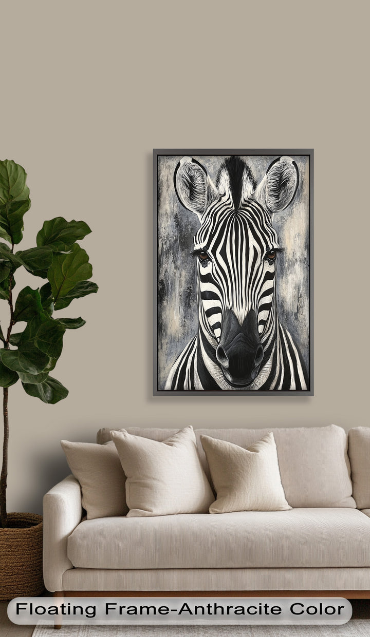 Zebra Portrait – Bold Black and White Animal Oil Painting