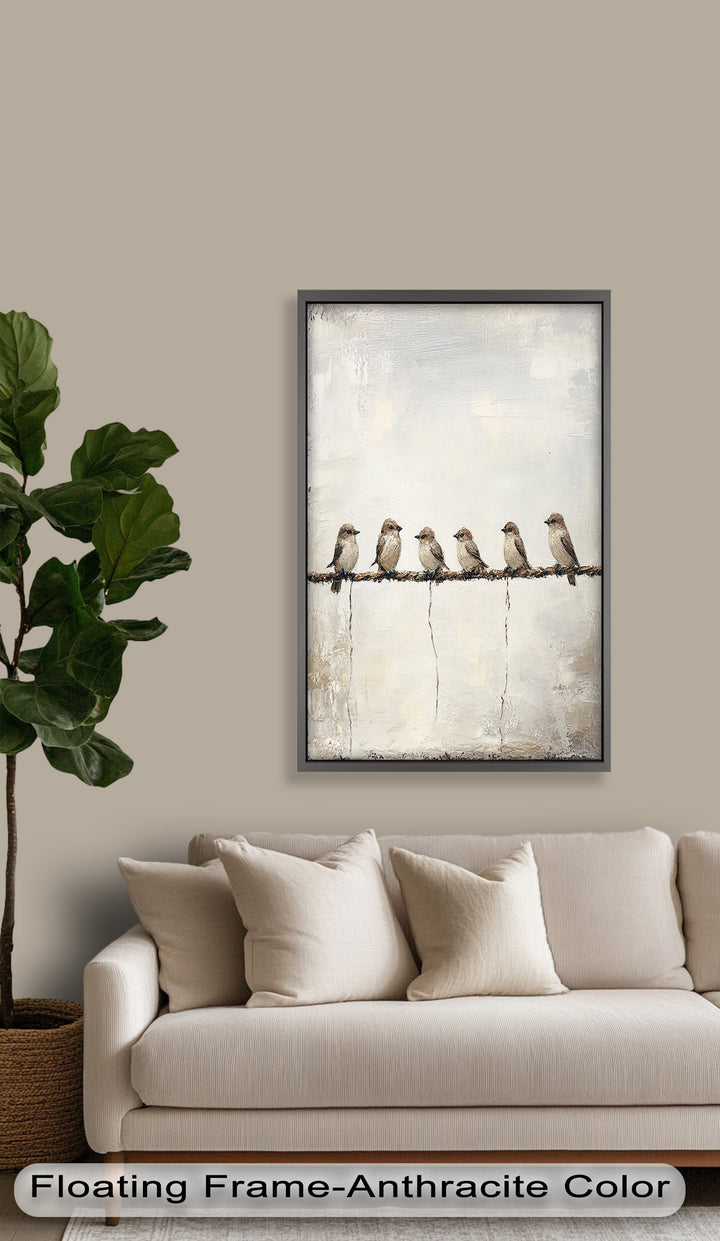 Six Birds in Stillness – Animal Oil Painting