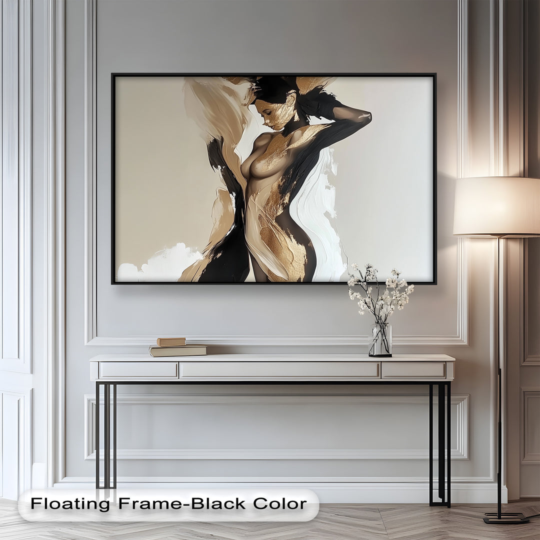 Golden Silence – Abstract Female Figure Oil Painting