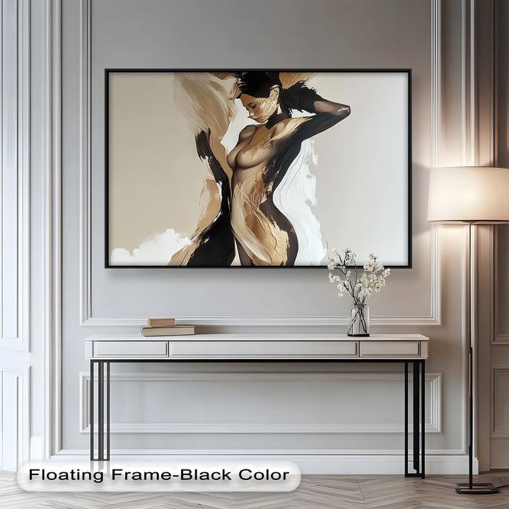 Golden Silence – Abstract Female Figure Oil Painting