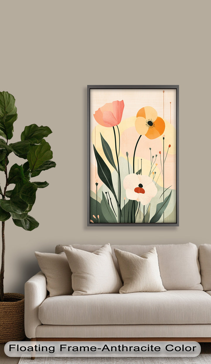 Sonnengeküsstes Trio – Minimalistisches florales Ölgemälde