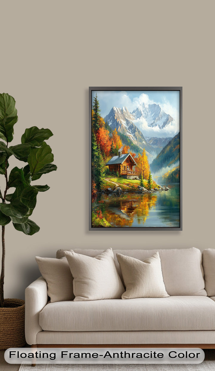 Herbst-Retreat – Berghütte am Lake Hudson River Ölgemälde