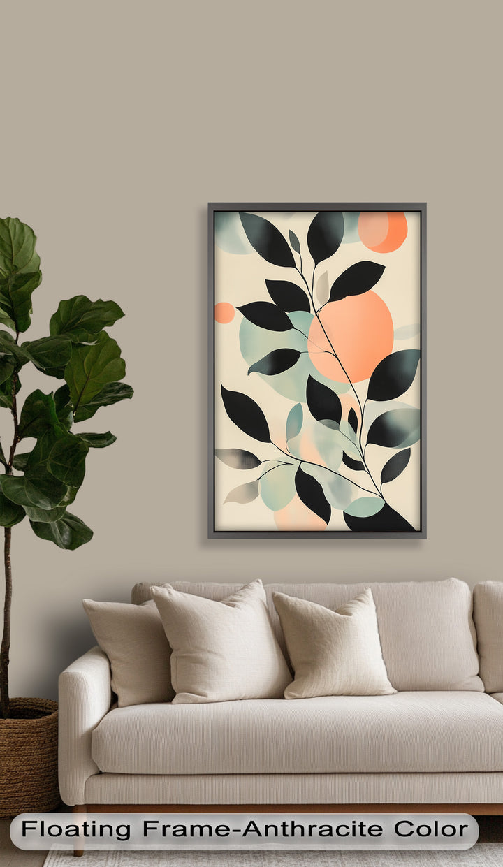 Blush Eclipse – Minimalist Botanical Silhouette Oil Painting