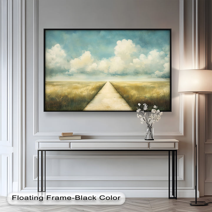 Cloudy Sky Wall Art – Minimal Landscape Oil Painting
