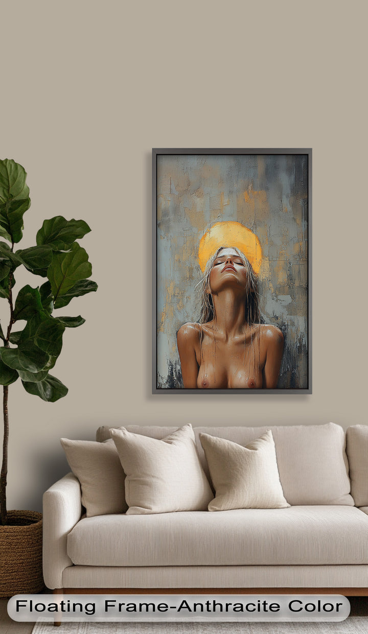 Haloed Grace – Ethereal Nude Portrait Oil Painting