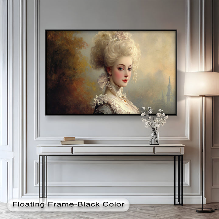 Rococo Grace Oil Painting – Portrait of a Noblewoman in Ivory Lace