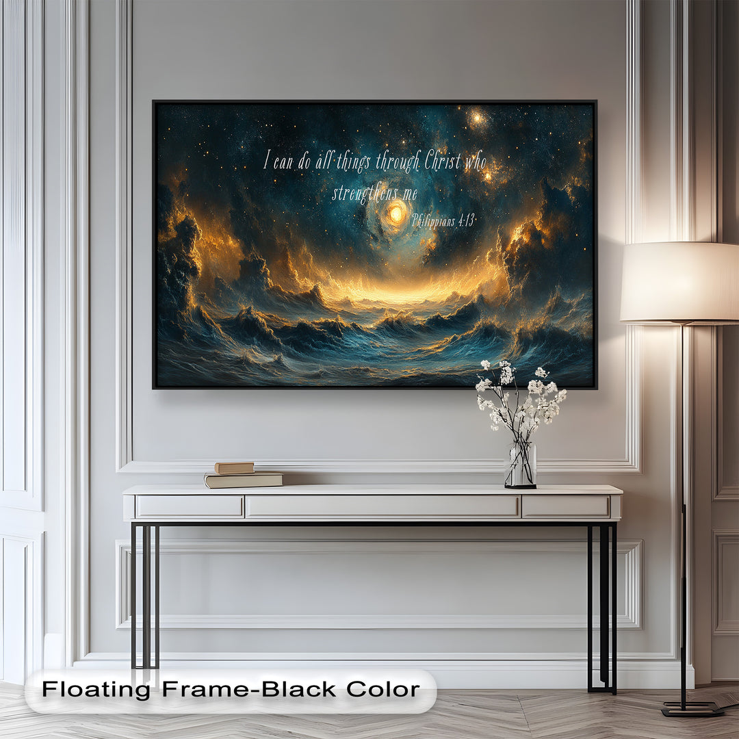 Philippians 4:13 – Strength in Christ Bible Verse Oil Painting
