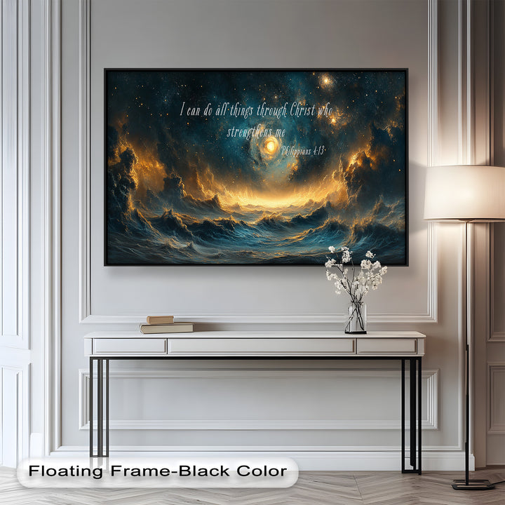 Philippians 4:13 – Strength in Christ Bible Verse Oil Painting