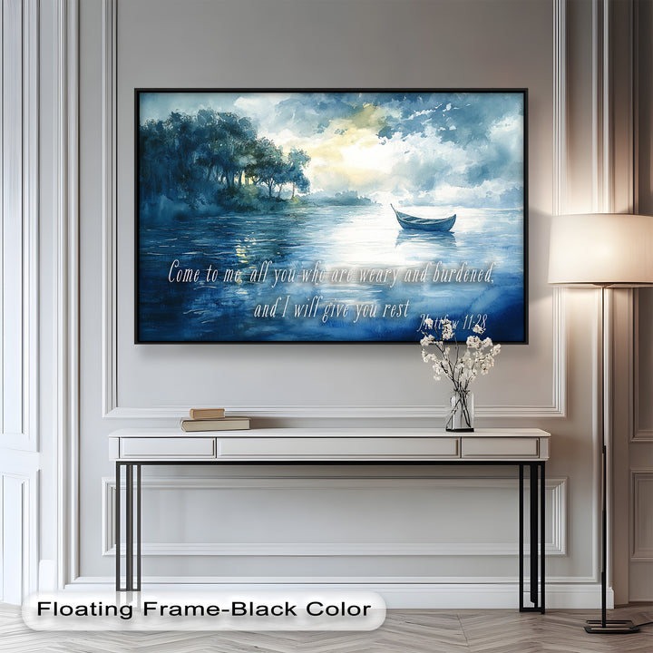 Matthew 11:28 – Find Rest in Christ Bible Verse Oil Painting