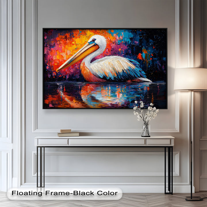 Sunset Pelican on Water – Animal Oil Painting