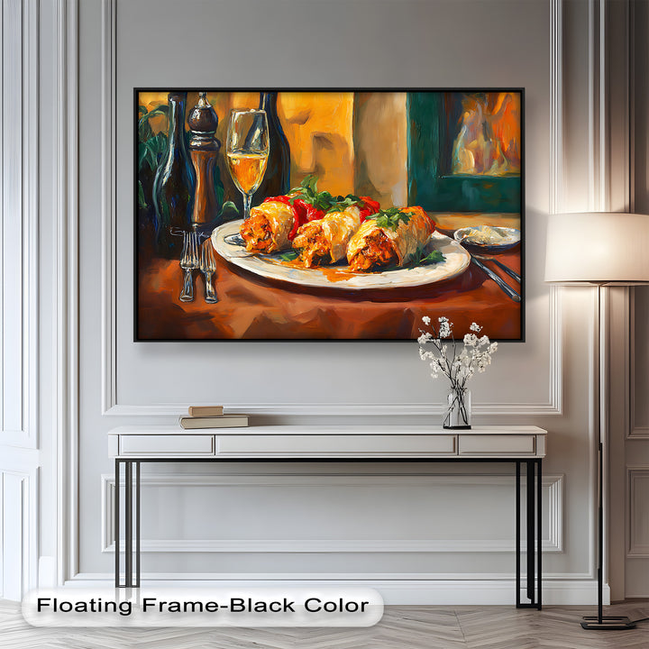 Gefüllte Paprika und Wein – Gourmet-Essszene Food Painting