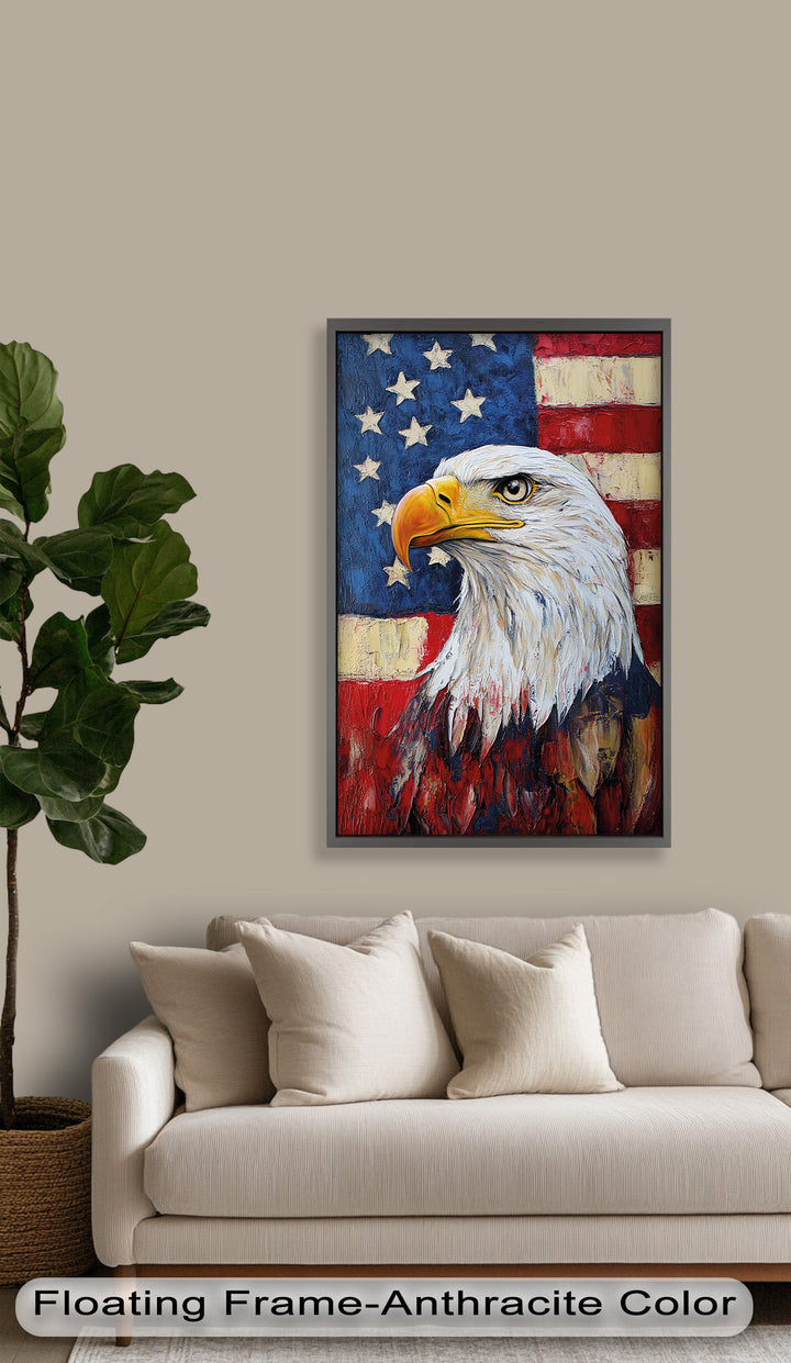 Amerikanischer Weißkopfseeadler Portrait - Patriotisches Ölgemälde