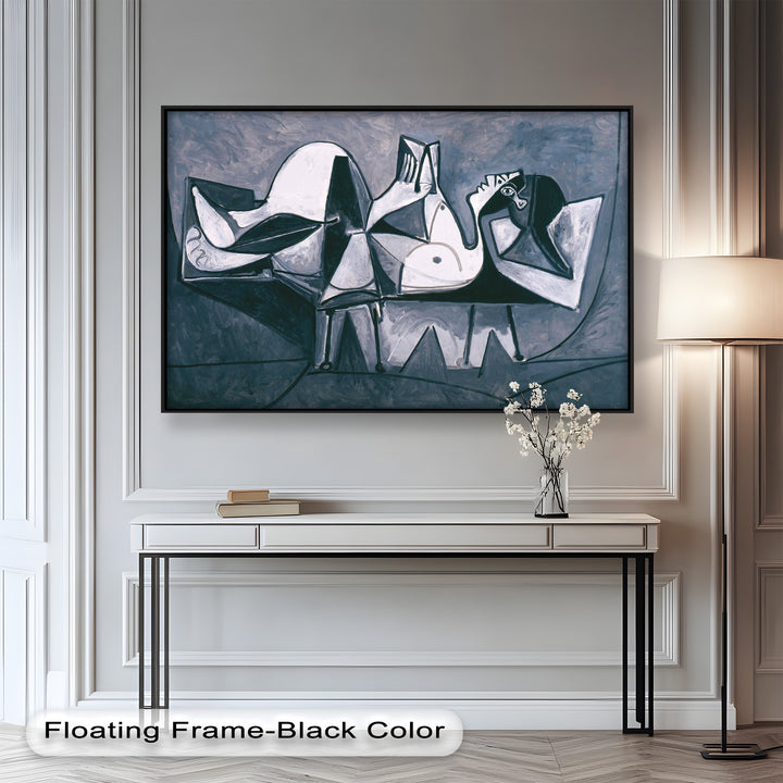 Geometry of Stillness – Monochrome Reclining Picasso Oil Painting