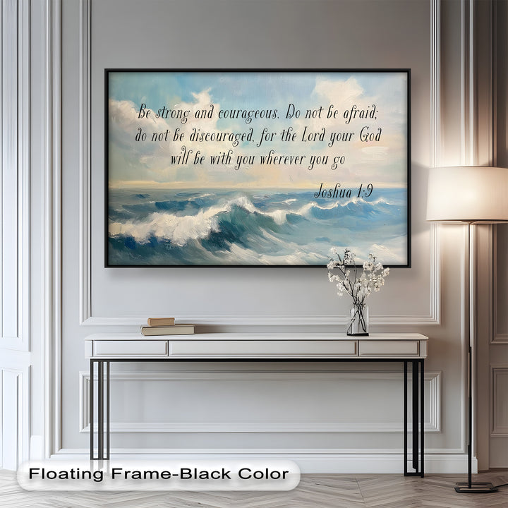 Biblical-themed coastal scene reflecting God’s guidance and encouragement.
