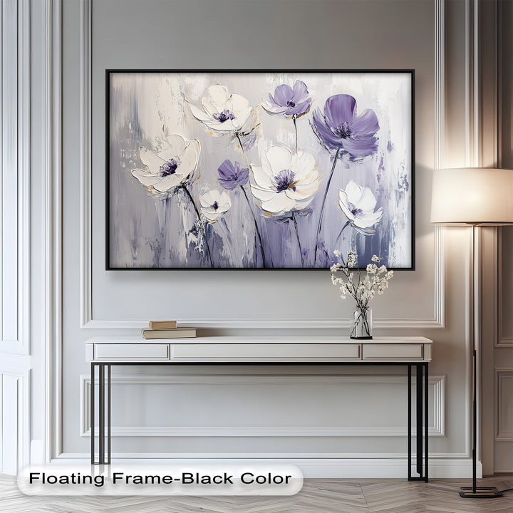 White and Purple Wildflowers in Soft Harmony - Flower Oil Painting