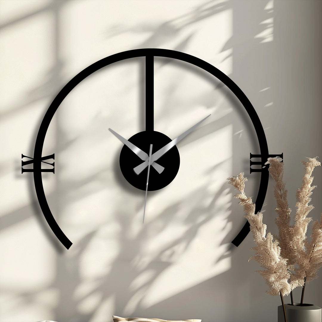 Modern Arch Metal Wall Clock – Minimalist Contemporary Wall Decor