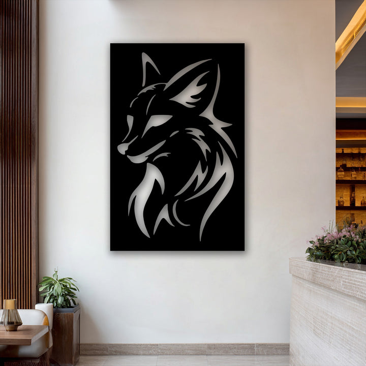 The striking layering effect of the Fierce Wolf Head Silhouette unique metal wall art creates a dimensional, tribal animal decor.