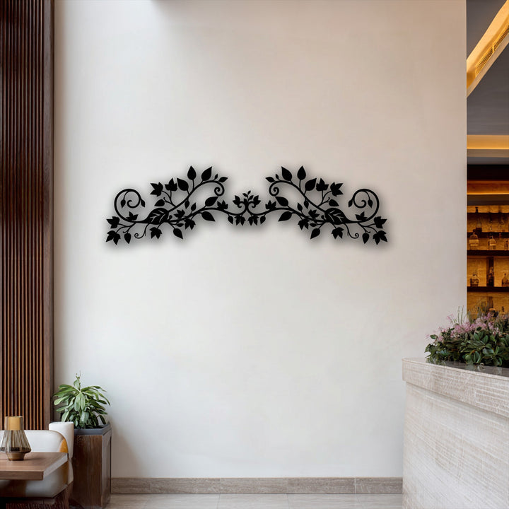 The tranquil presence of the elegant floral vine unique metal wall art captivates with its decorative botanical scroll design.