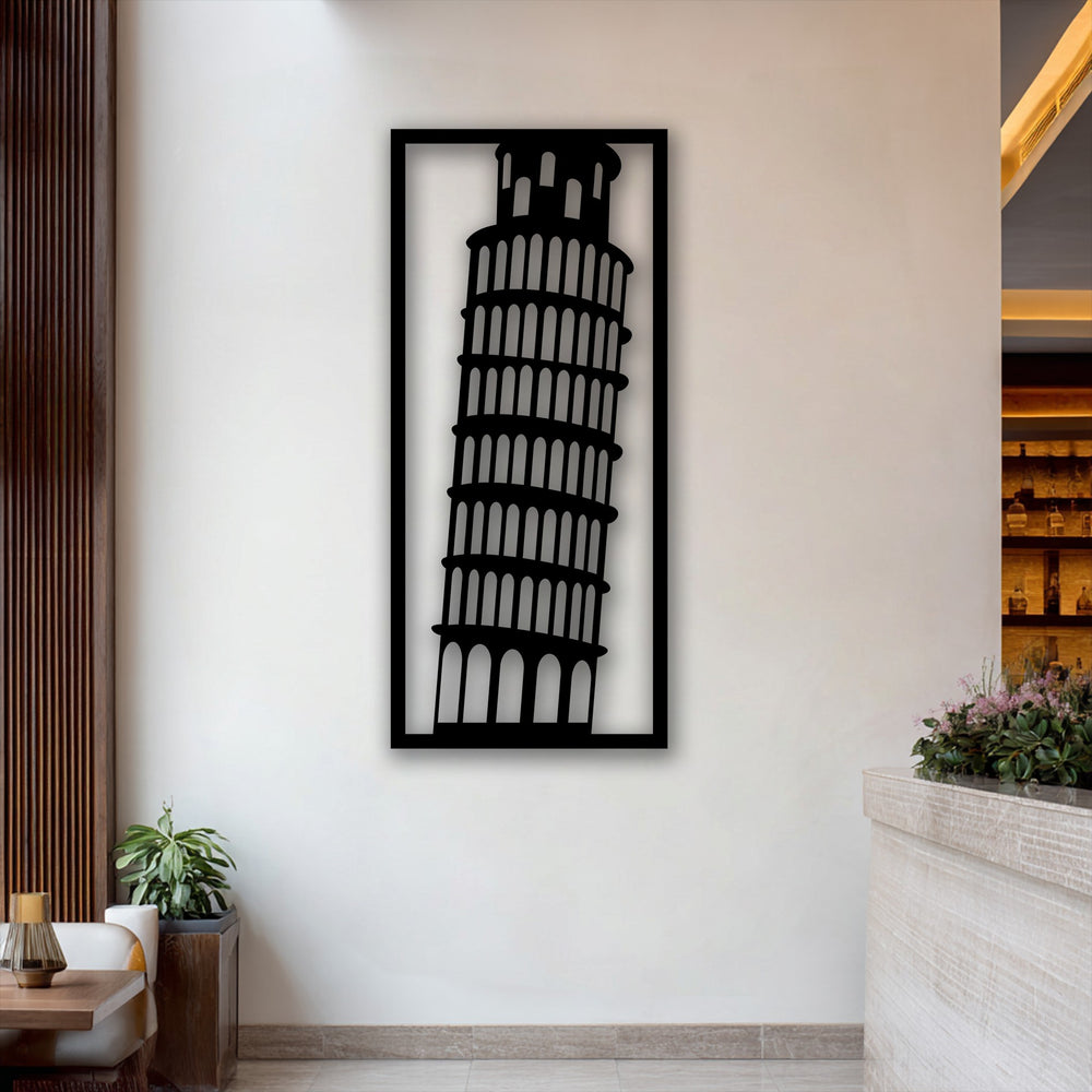 Crafted from premium quality metal, this Leaning Tower of Pisa silhouette metal artwork features sharp lines and lasting elegance.