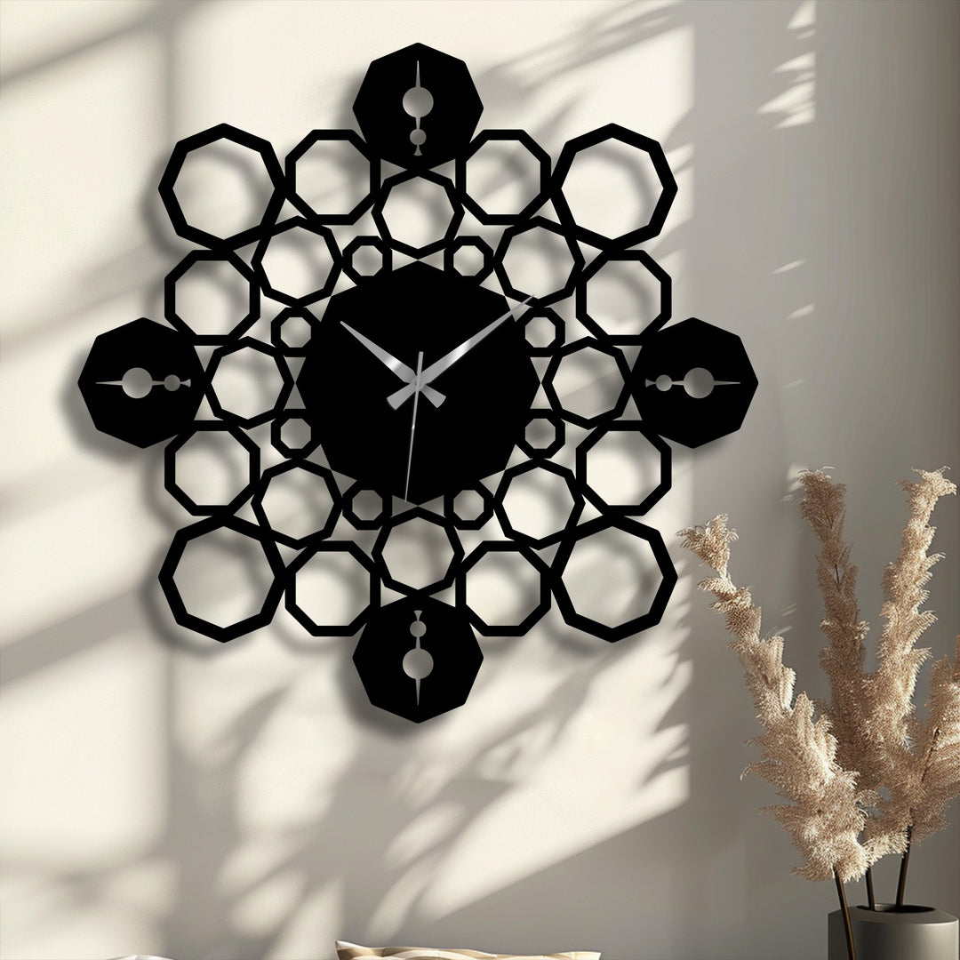 This meticulously crafted geometric mandala metal wall clock showcases exceptional material quality, functioning as elegant decorative metal art.