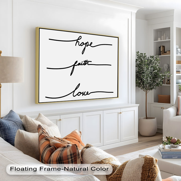 Simple Christian quote artwork – hope faith love wall décor.
