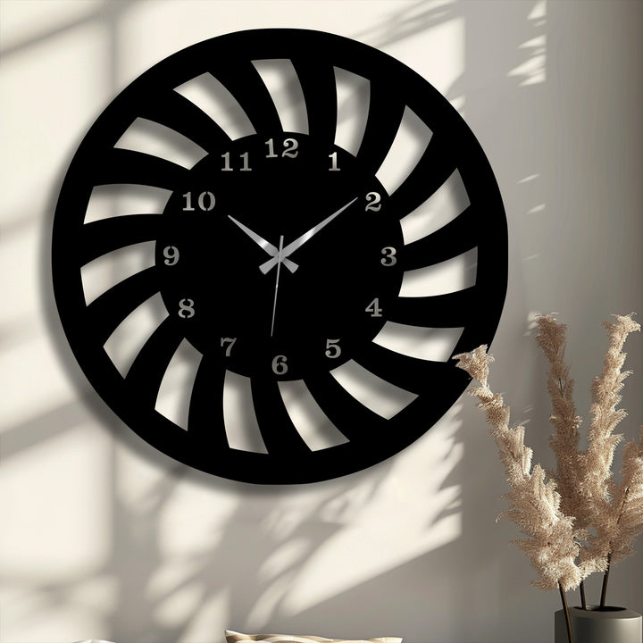 The striking depth and layers of this decorative metal art spiral wall clock create a dynamic, intricate design against the wall.
