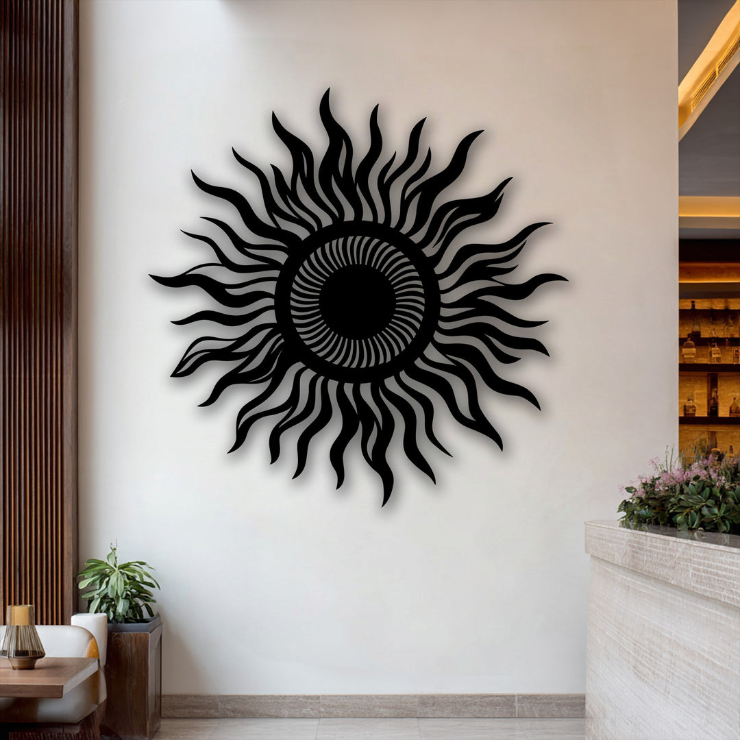 Abstract Sun Metal Wall Art – Modern Celestial Wall Decor