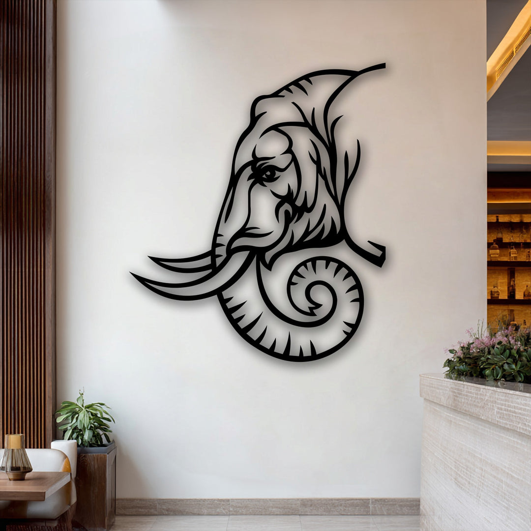The unique metal wall art featuring a majestic elephant showcases dimensional layering with its shadow, creating striking visual depth.