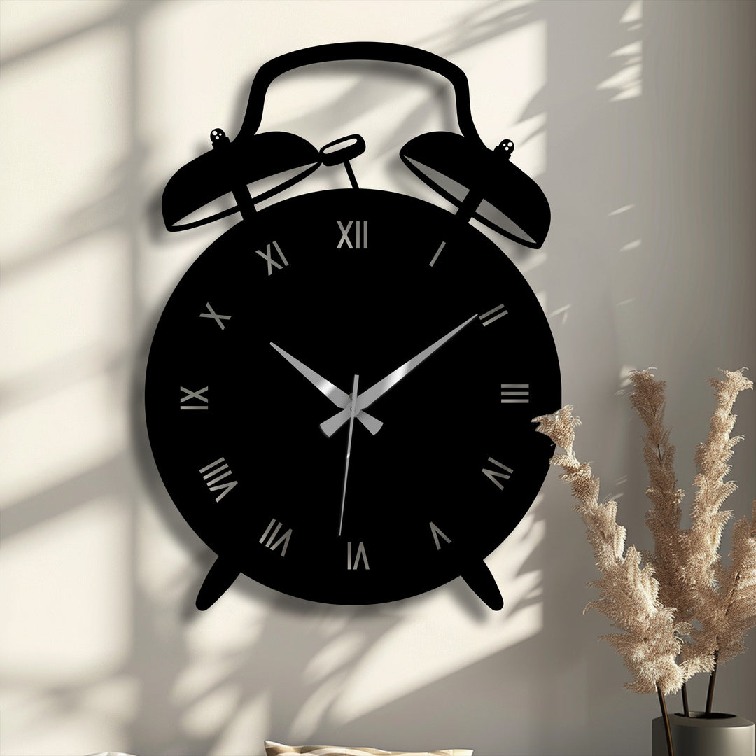 Vintage Alarm Clock Shape Modern Metal Wall Clock