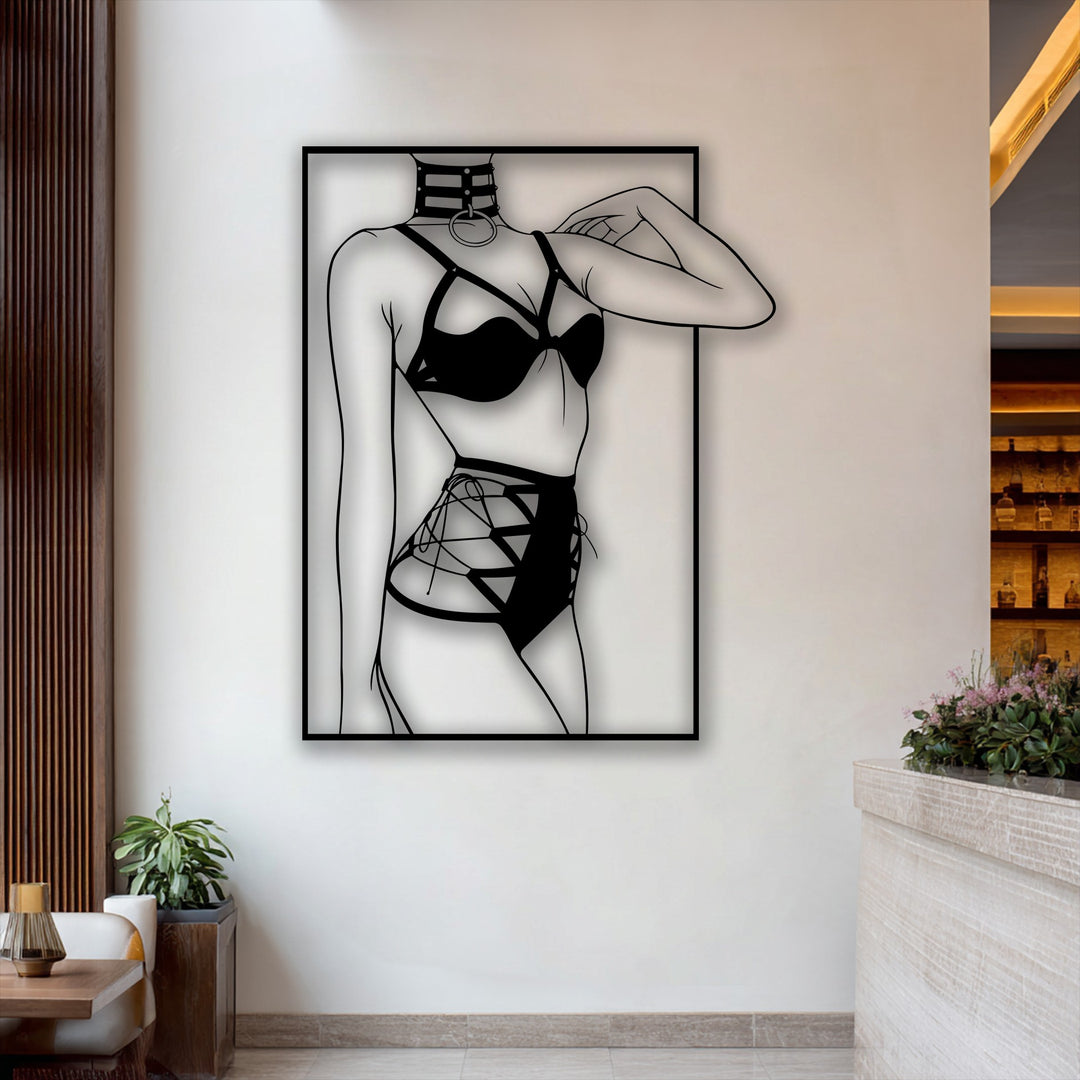 The graceful curves of the minimalist female silhouette create a stunning piece of unique metal wall art.