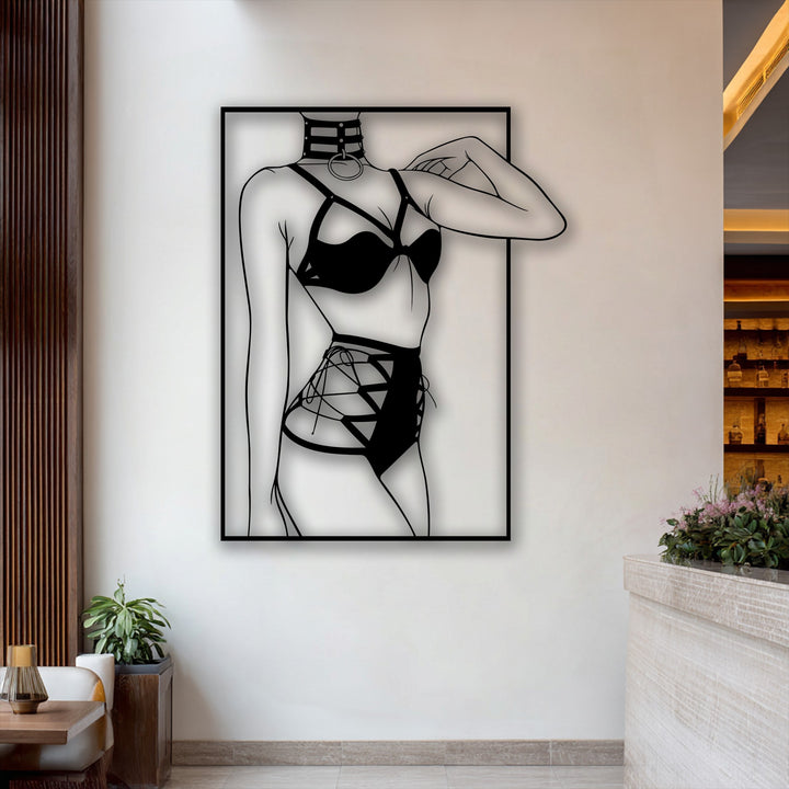The graceful curves of the minimalist female silhouette create a stunning piece of unique metal wall art.