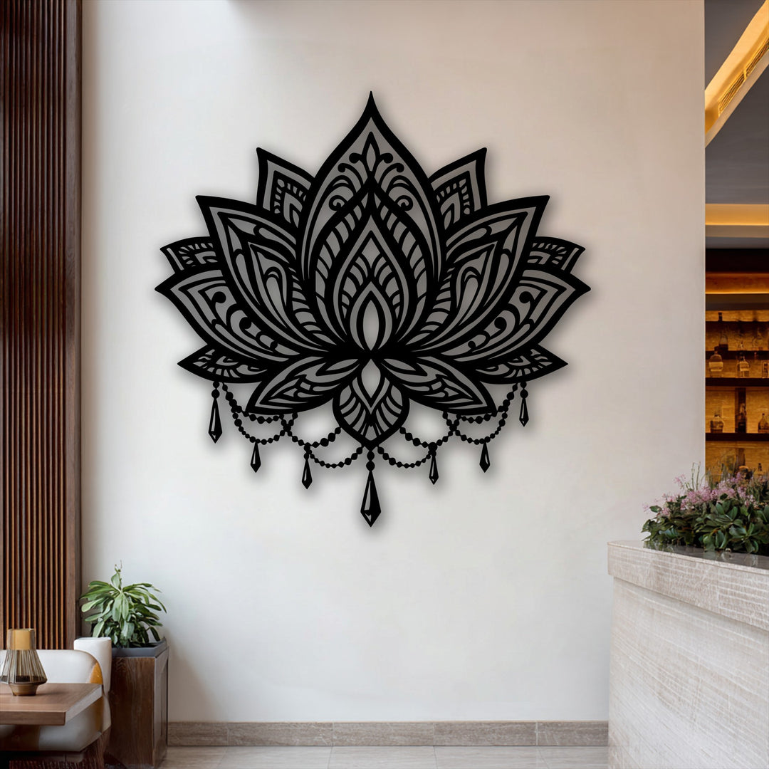 Sacred Bloom – Ornate Lotus Mandala Metal Wall Art