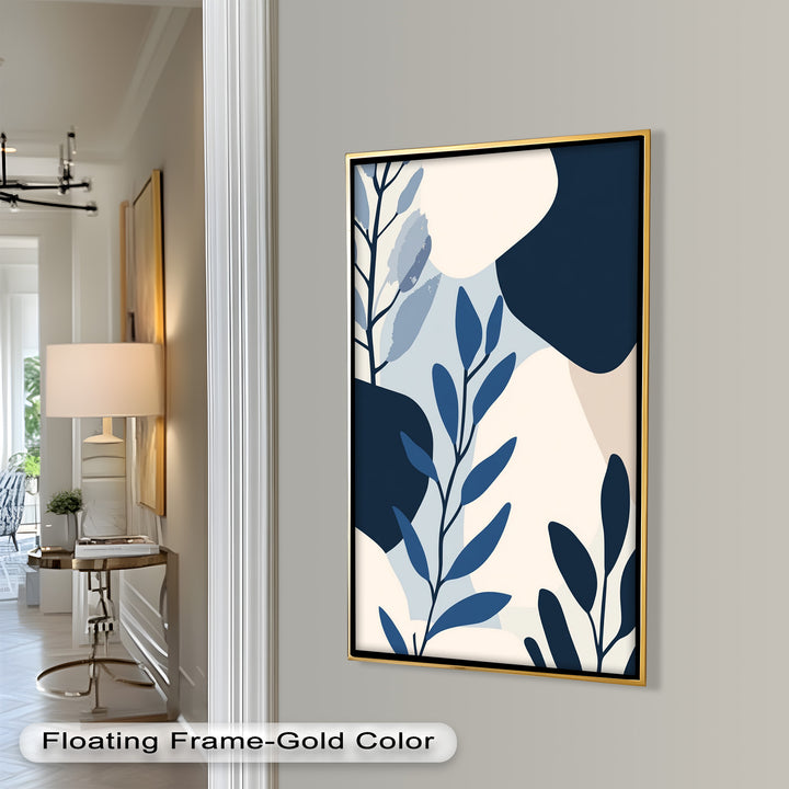 Indigo Serenity – Minimalist Botanical Oil Painting