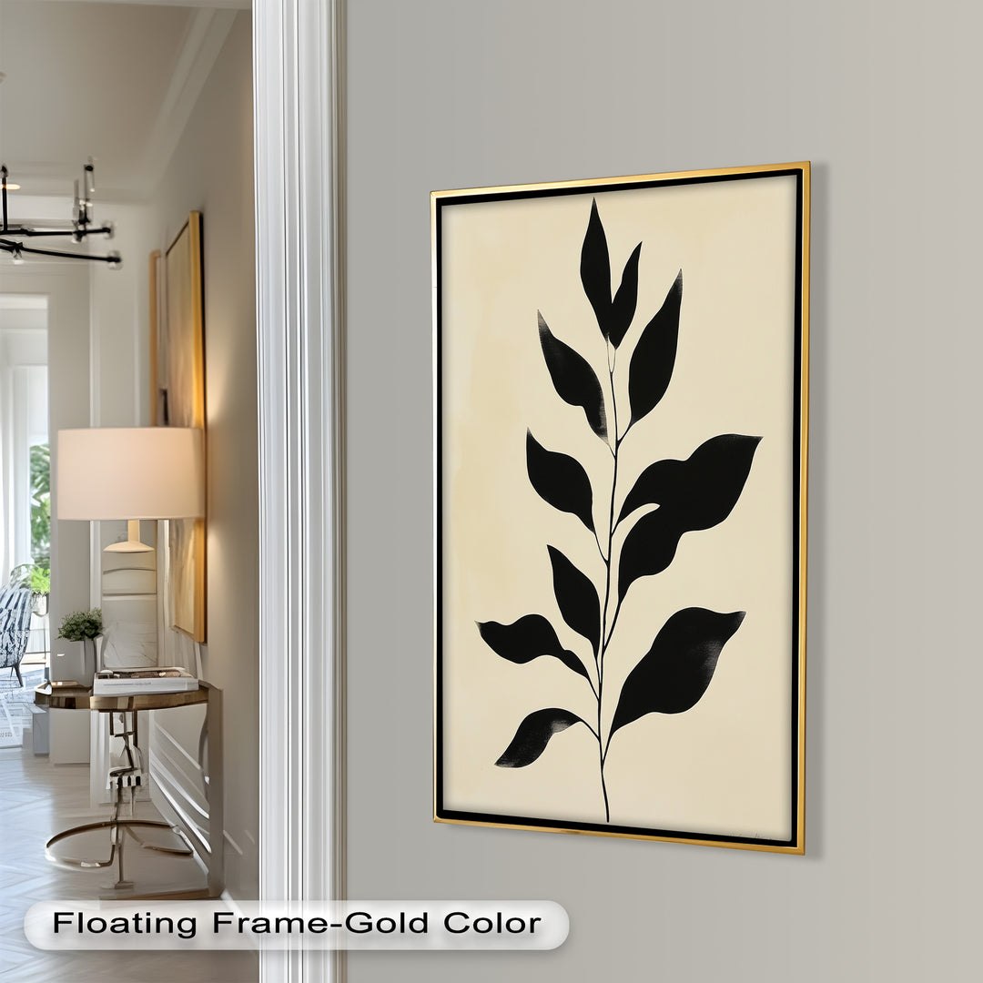Black Botanical Minimalism – Monochrome Oil Painting