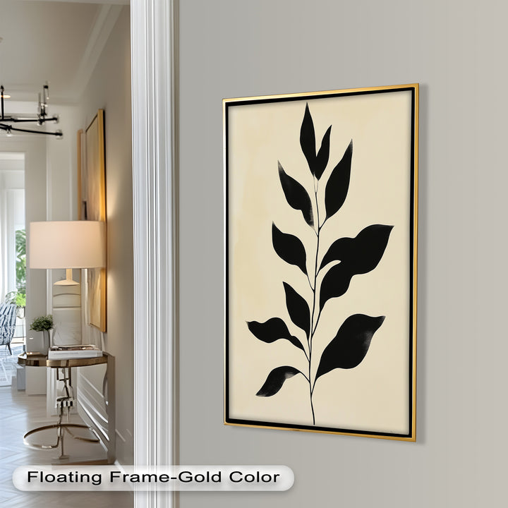 Black Botanical Minimalism – Monochrome Oil Painting