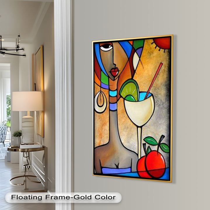 Tropical Gaze – Lebendiges Cocktail Muse Picasso Ölgemälde