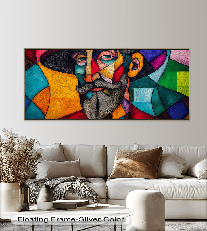 The Thinker’s Mosaic – Abstract Male Portrait Oil Painting