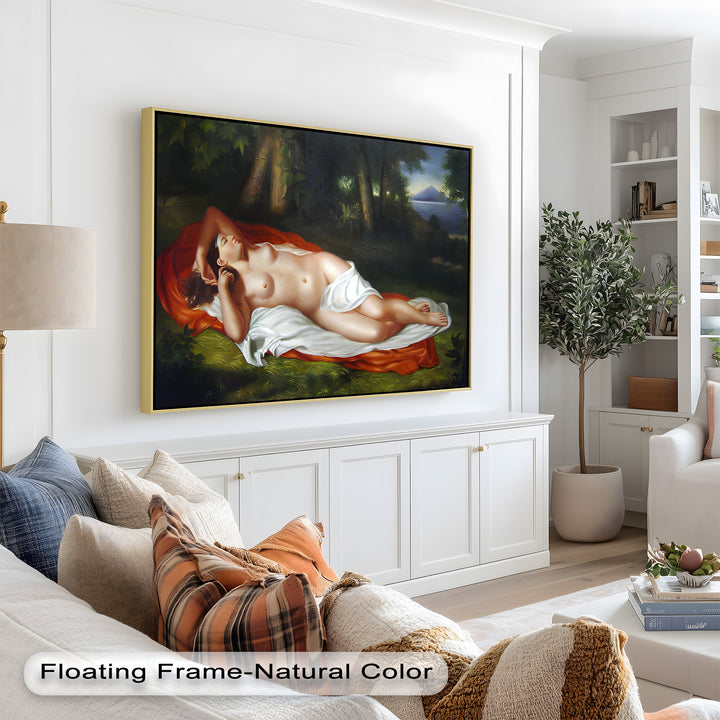 Goddess of the Grove – Renaissance Nude Reclining in Nature Oil Painting