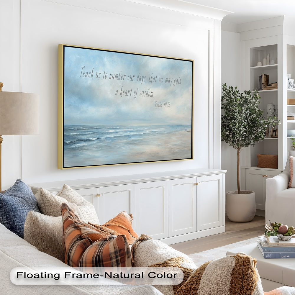 Timeless Reflections – Biblical Seascape with Psalm 90:12

