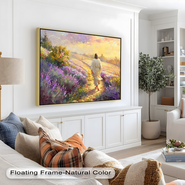 Experience the presence of faith in your home with this divine oil painting. The gentle brushstrokes and radiant sunrise hues illuminate Christ’s journey through nature, symbolizing hope and devotion.