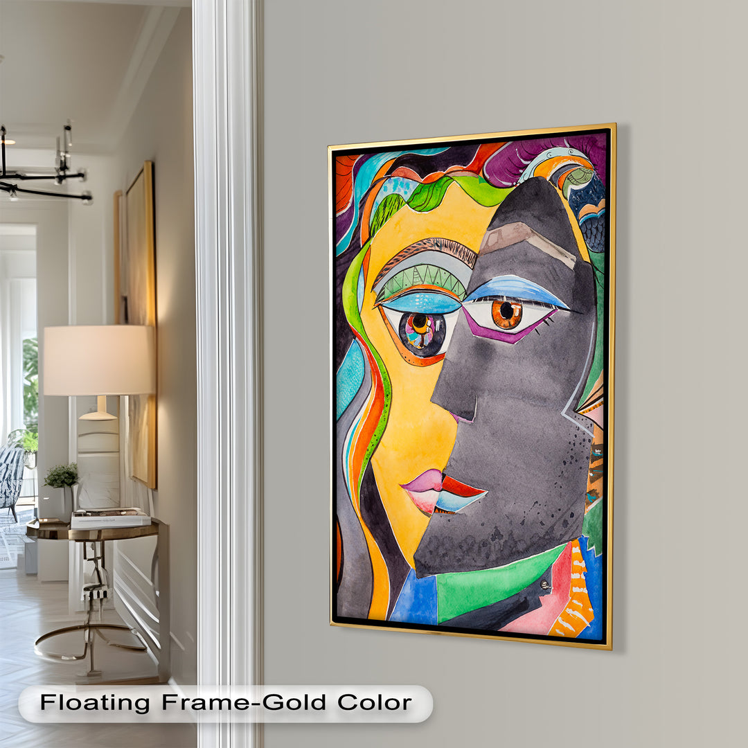 Dual Visions – Vibrant Abstract Faces Picasso Oil Painting