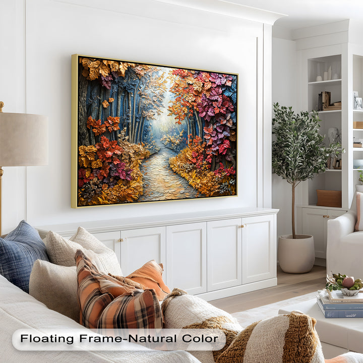 Gerahmte Kunst „Herbstpfad“ – Modernes Waldölgemälde