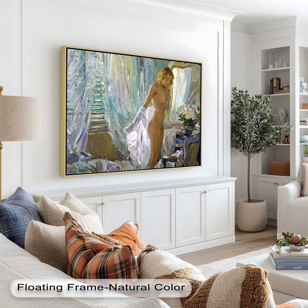 Whispers of Morning Light – Romantic Nude Interior Oil Painting