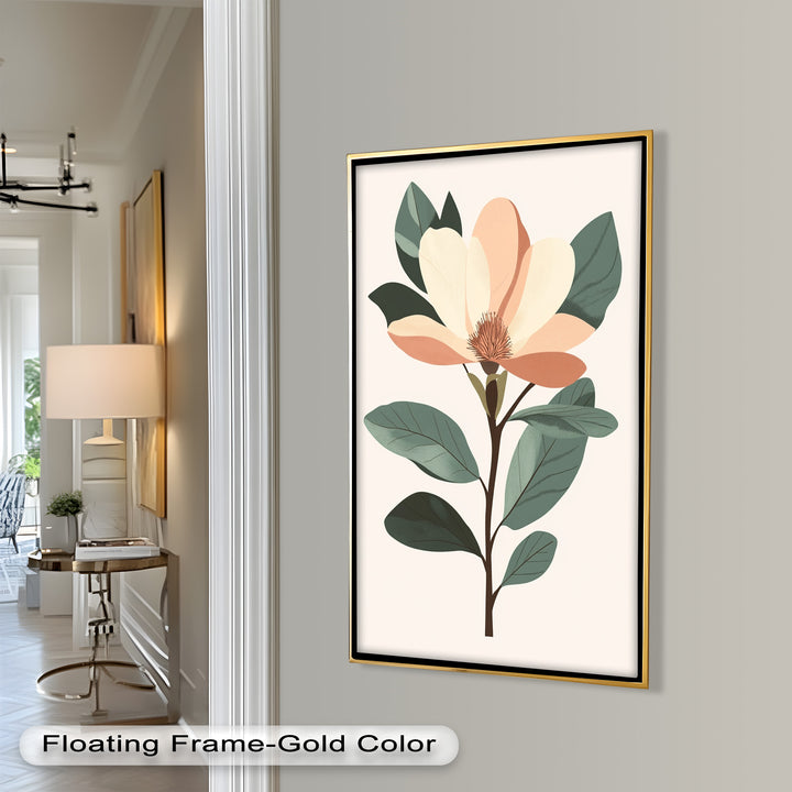 Minimal Magnolia – Elegantes botanisches Ölgemälde