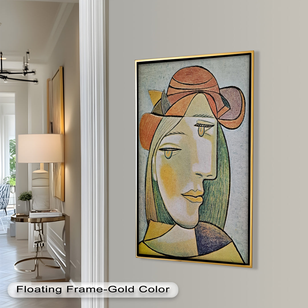 Soft Gaze of Solitude – Abstract Female Portrait Picasso Oil Painting