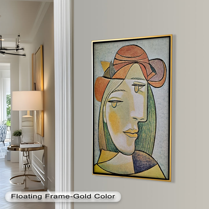 Soft Gaze of Solitude – Abstract Female Portrait Picasso Oil Painting