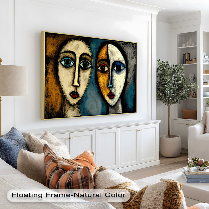 Duality of Gaze – Abstract Expressionist Portrait Picasso Oil Painting