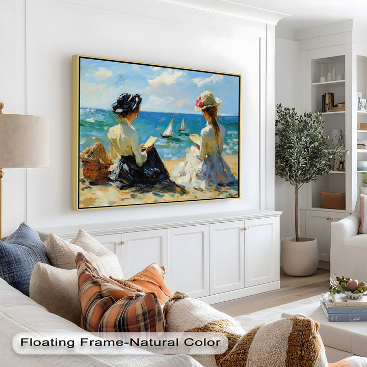 Seaside Serenity with Sailboats – Impressionist Oil Painting