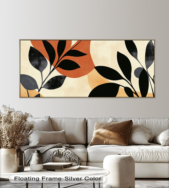 Earth-Tone Botanical Silhouette – Modern Boho Oil Painting